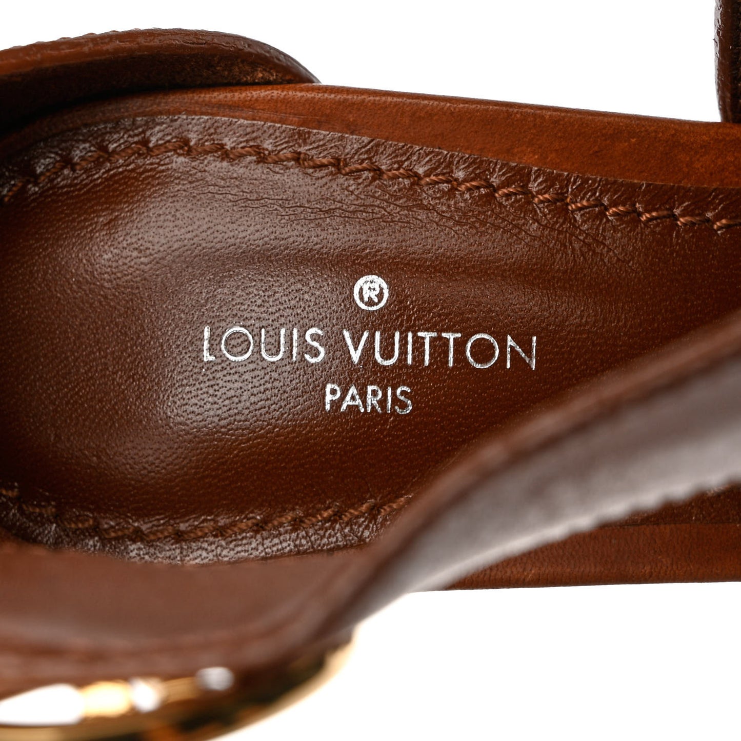 Calfskin Monogram Horizon Platform Sandals 36 Cognac Brown