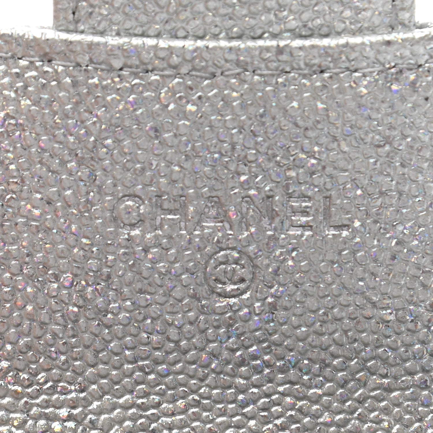Chanel Glittered Metallic Caviar Quilted Flap Card Holder Wallet Silver 6 of 9