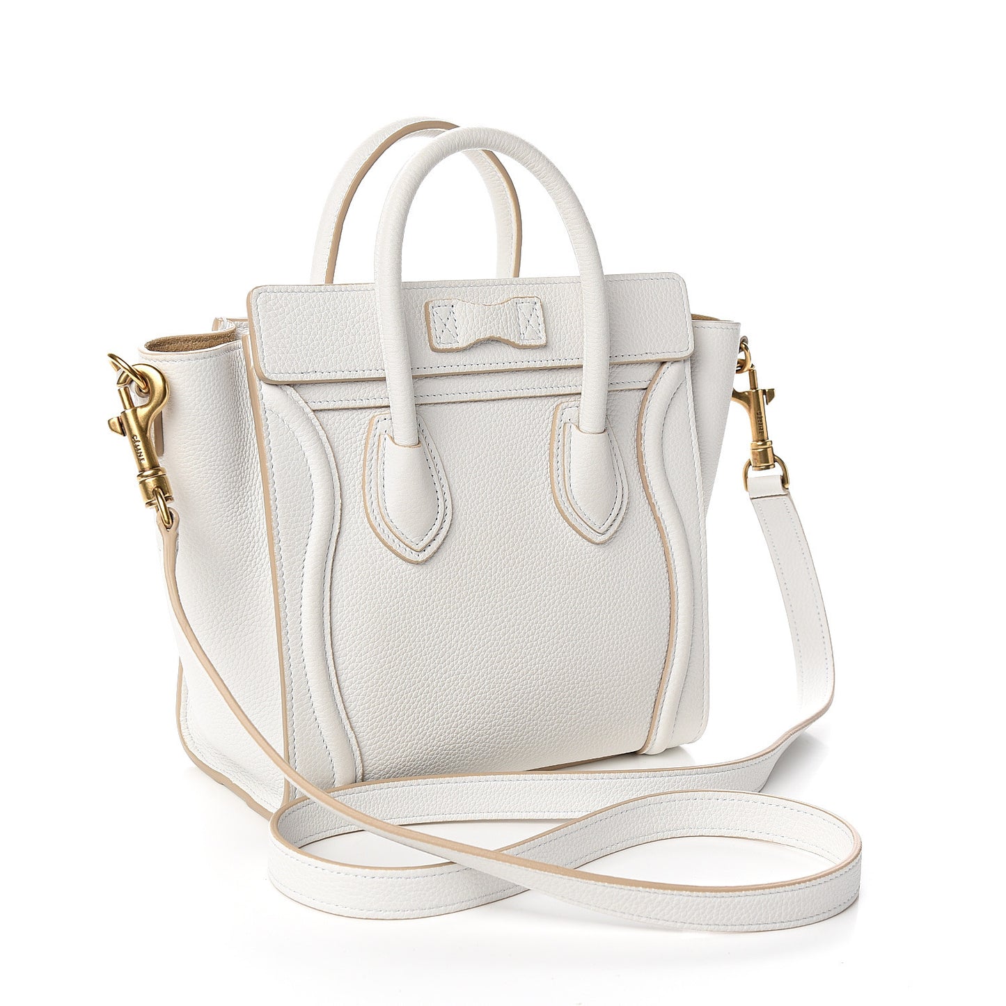 Drummed Calfskin Nano Luggage Optic White