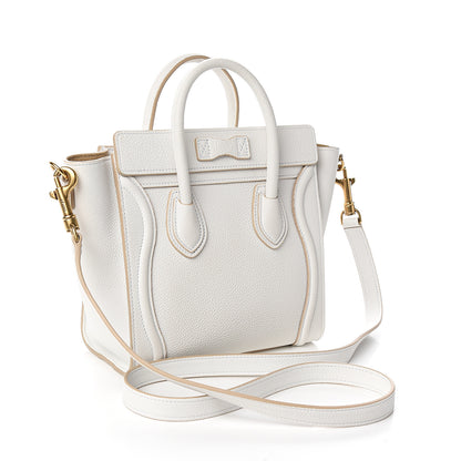 Celine Drummed Calfskin Nano Luggage Optic White 2 of 9