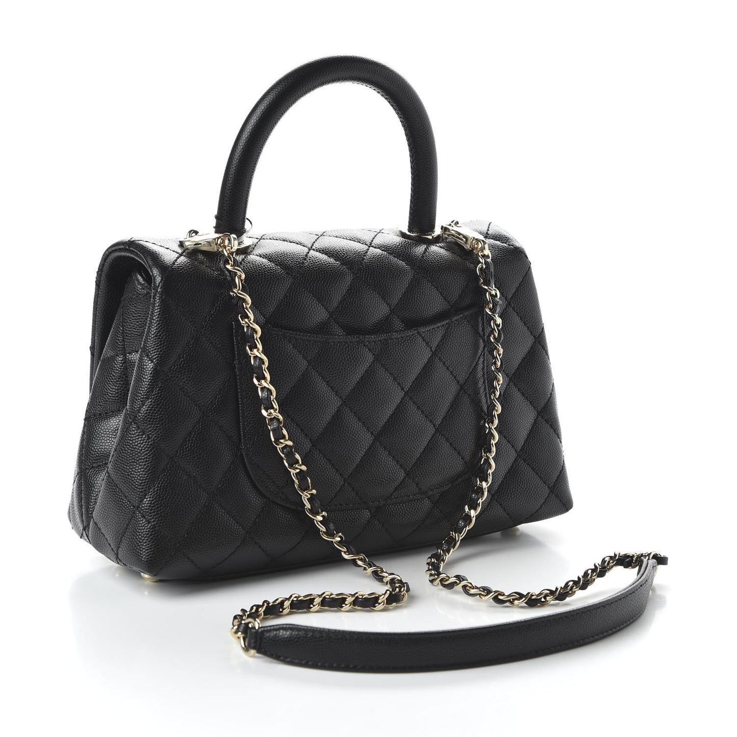 Caviar Quilted Mini Coco Handle Flap Black
