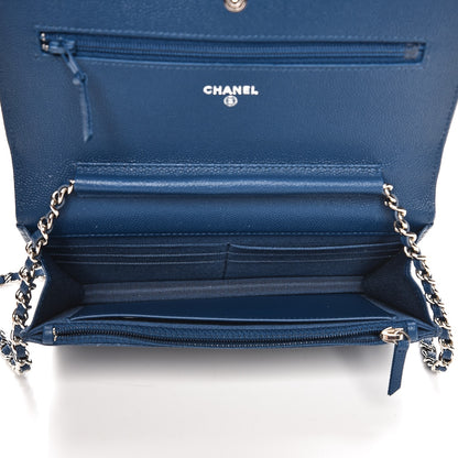 Chanel Caviar Chevron Wallet On Chain WOC Navy 5 of 8