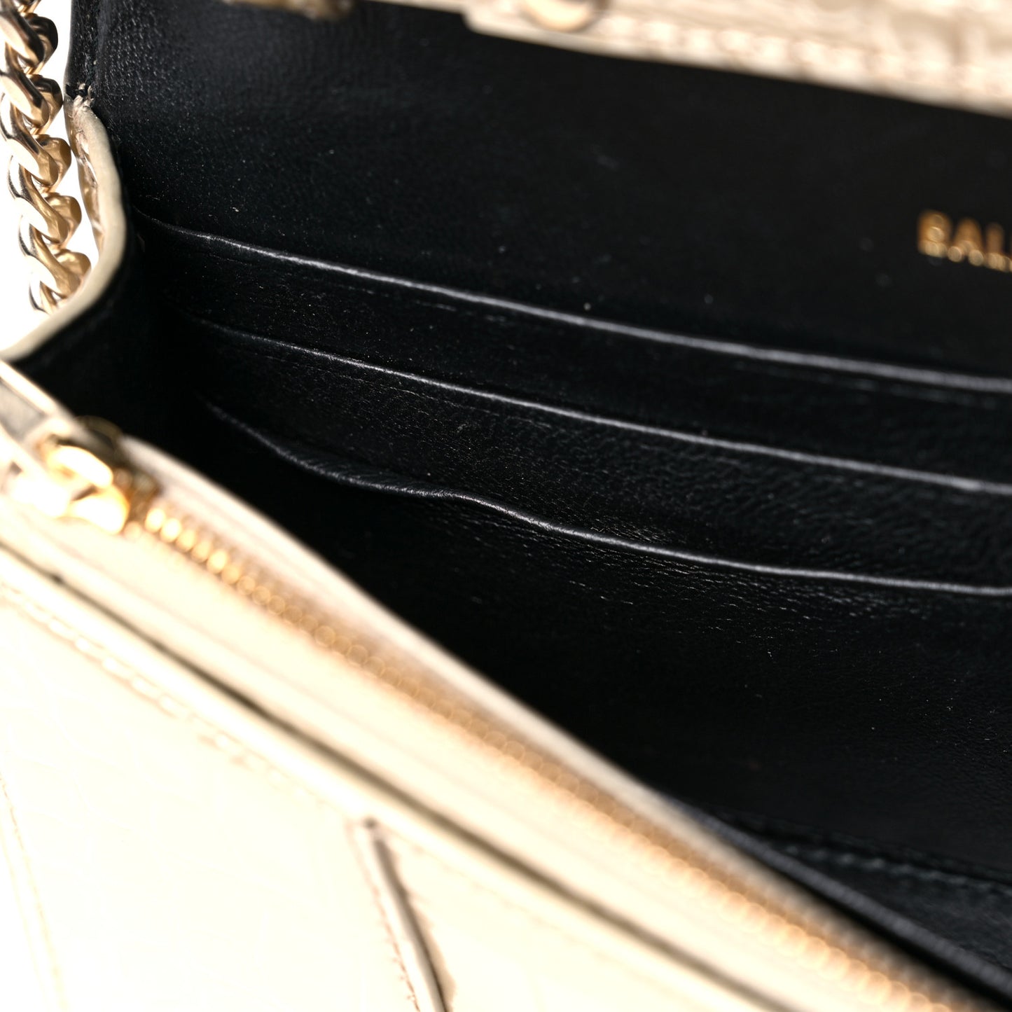 Shiny Calfskin Crocodile Embossed Hourglass Chain Bag Light Gold