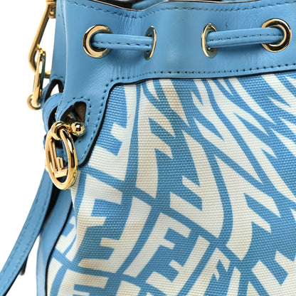 Fendi X SARAH COLEMAN Glazed Canvas Vitello King F is Fendi FF Vertigo Mini Mon Tresor Bucket Bag Cyber Blue White 10 of 16