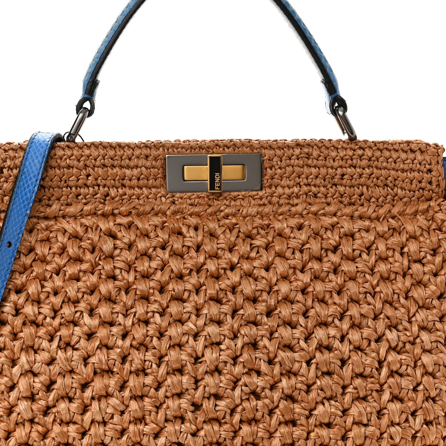 Raffia Snakeskin Large Peekaboo X-Tote Miele Bluette