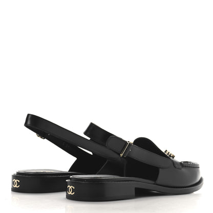 Chanel Calfskin Crystal CC Slingback Sandals 39.5 Black 5 of 10