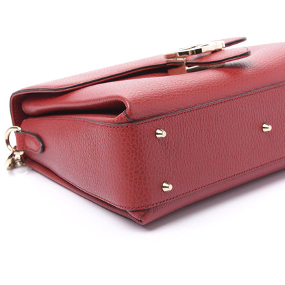 Gucci Dollar Calfskin Interlocking G Top Handle Shoulder Bag Red 6 of 9