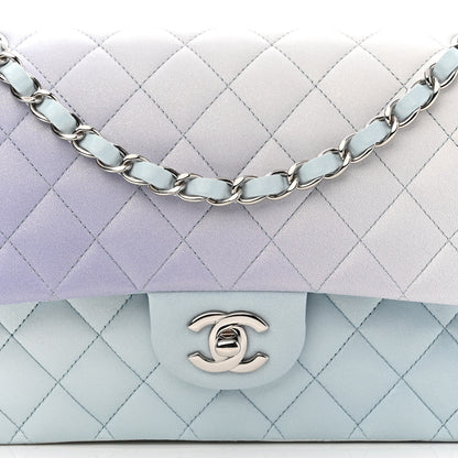 Chanel Perforated Lambskin Quilted Medium Double Flap Light Blue Light Purple White 8 of 14