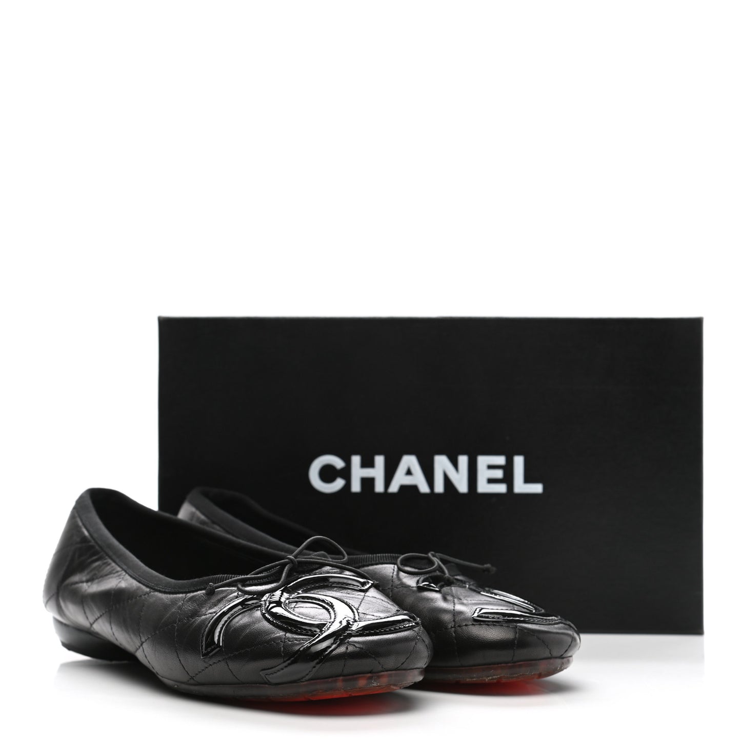 Lambskin Quilted Cambon Ballerina Flats 39 Black