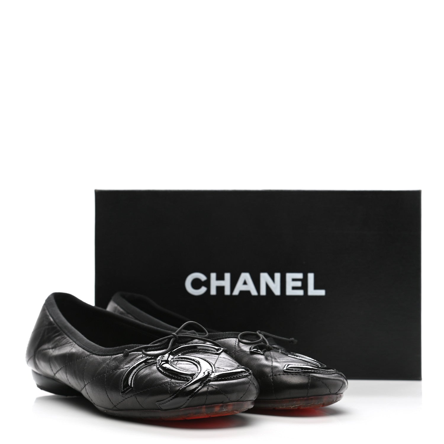 Chanel Lambskin Quilted Cambon Ballerina Flats 39 Black 9 of 9