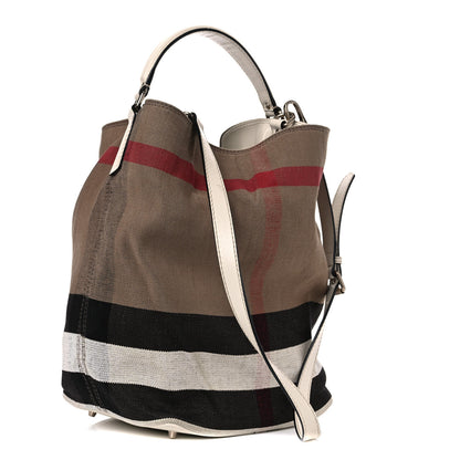 Burberry Canvas Mega Check Medium Susanna Hobo White 3 of 15