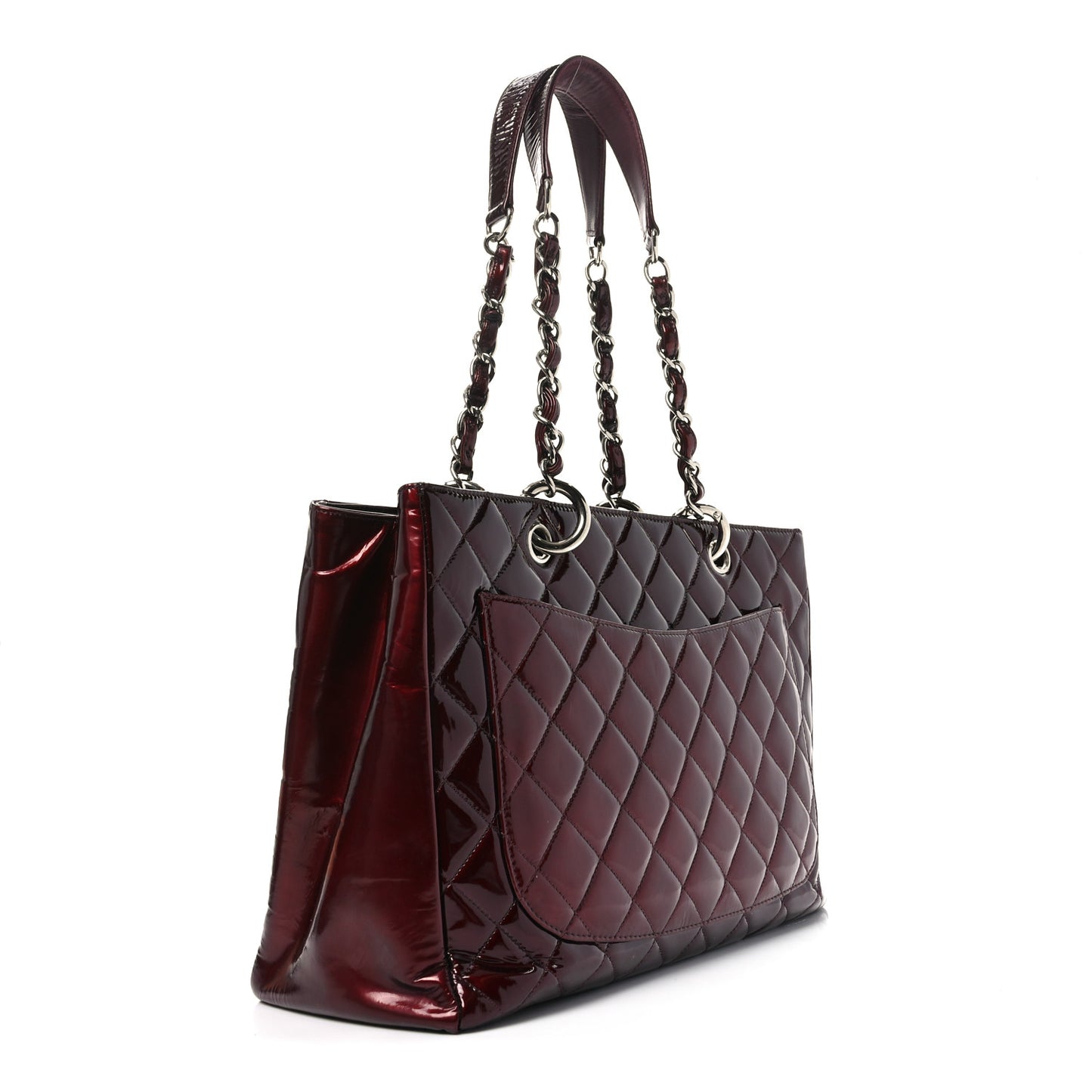 Patent Quilted Grand Shopping Tote GST Dark Bordeaux