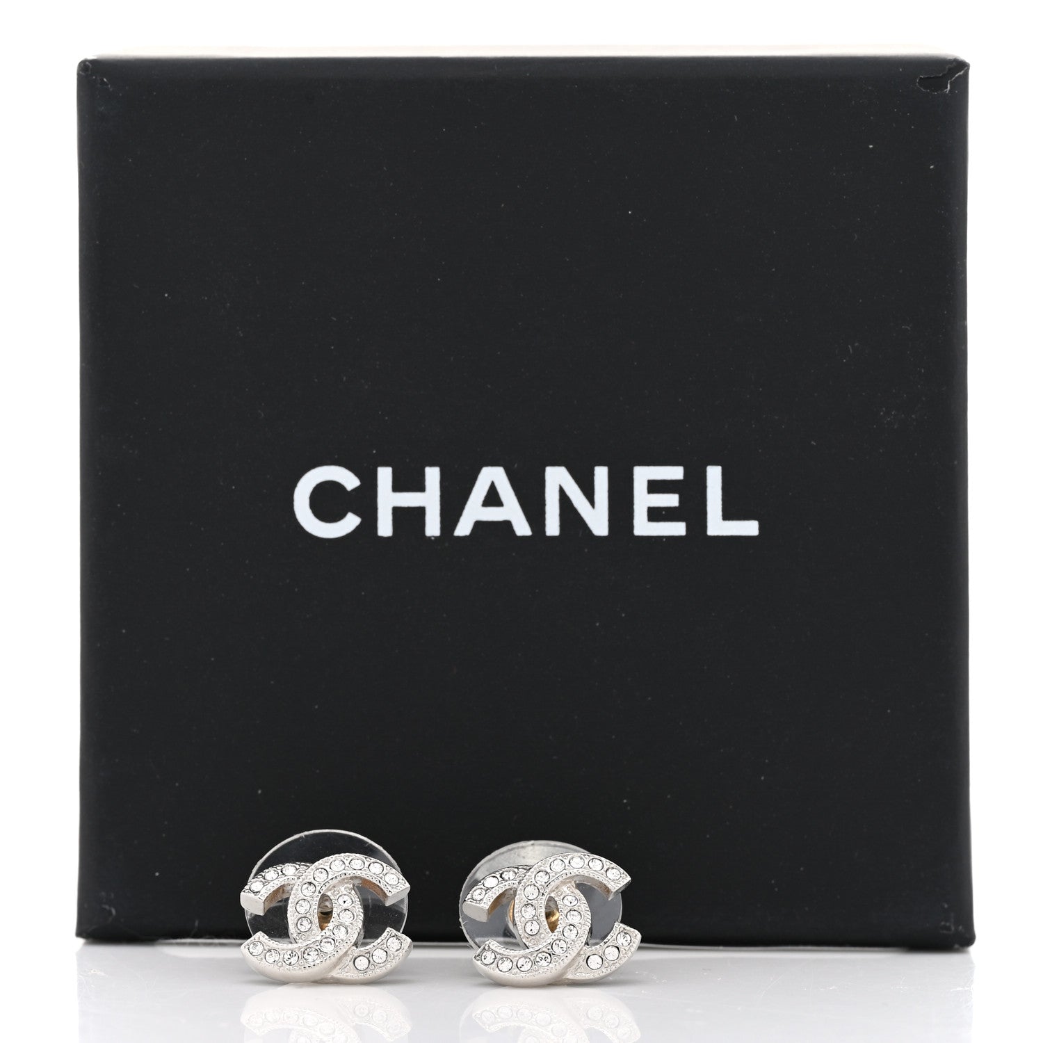 Chanel Crystal CC Earrings Silver 5 of 5