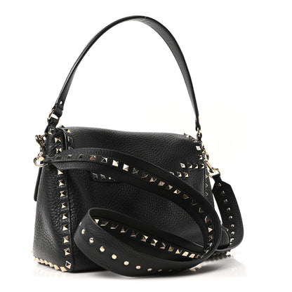 Valentino Garavani Pebbled Calfskin Messenger Bag Black 3 of 9