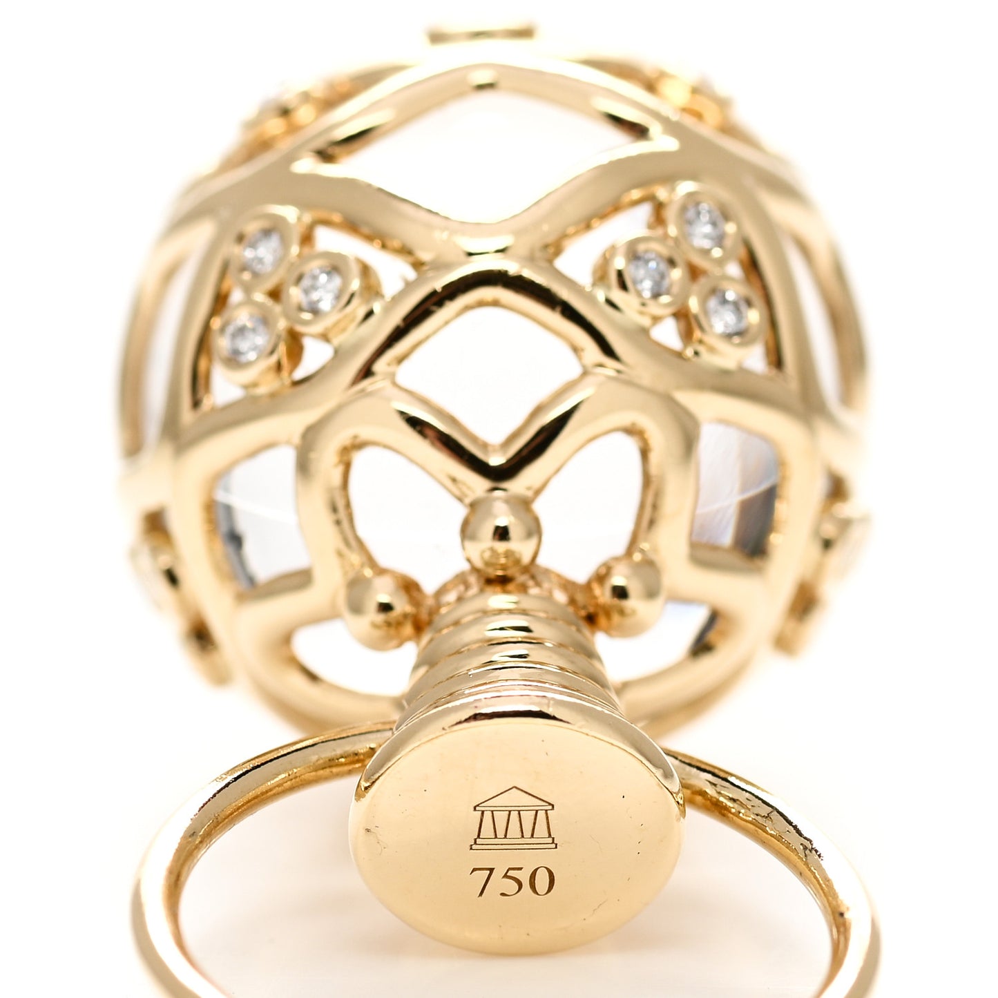 18K Yellow Gold Diamond Rock Crystal Theodora Amulet Pendant