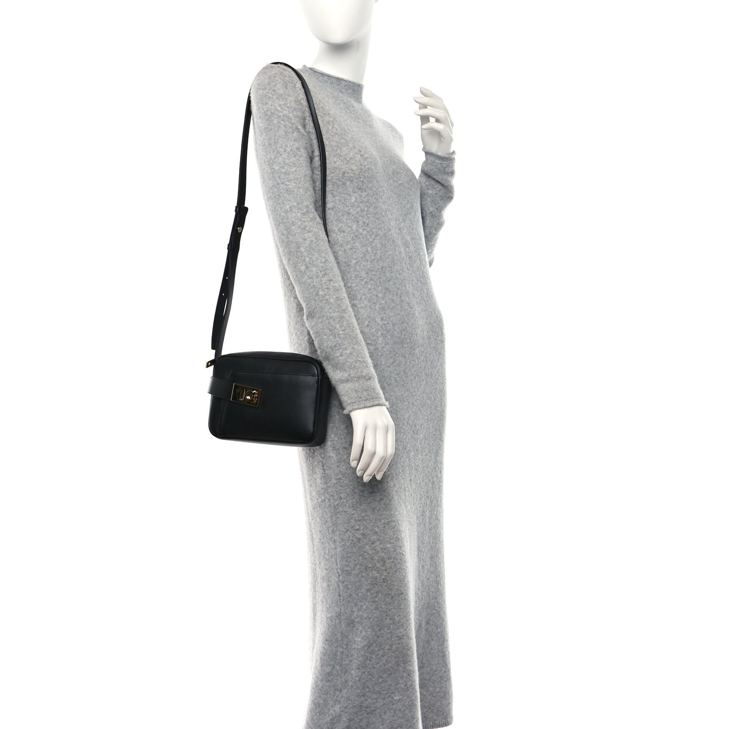 Calfskin Gancio Small Camera Case Black