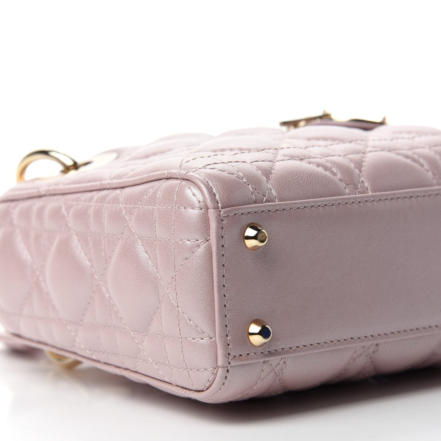 Metallic Lambskin Cannage Mini Lady Dior Lotus