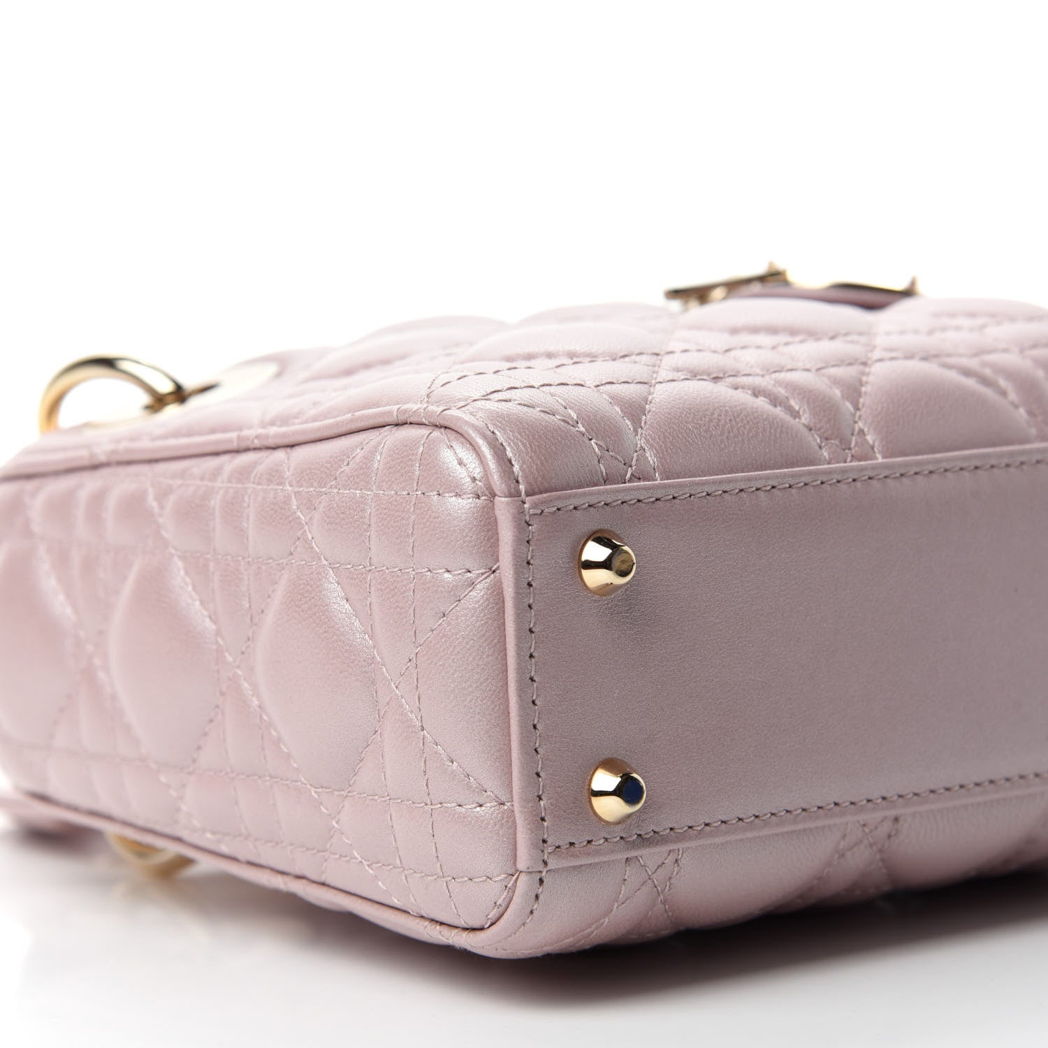 Christian Dior Metallic Lambskin Cannage Mini Lady Dior Lotus 6 of 10