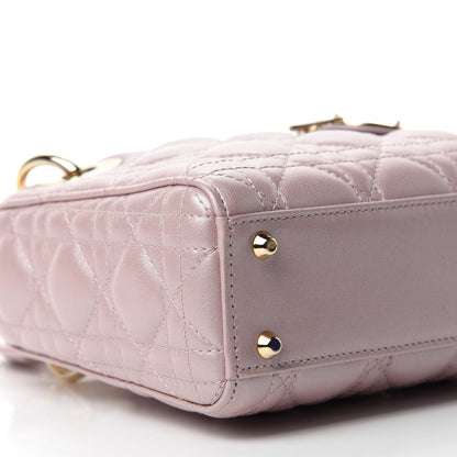 Christian Dior Metallic Lambskin Cannage Mini Lady Dior Lotus 6 of 10