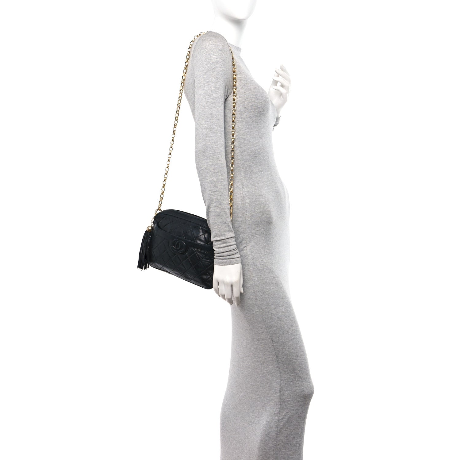 Chanel Lambskin Quilted Tassel Camera Case Black 2 of 14