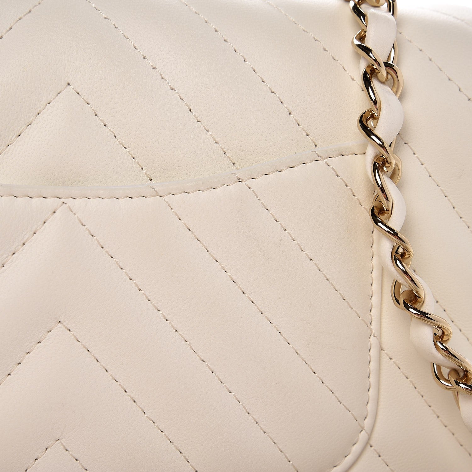 Chanel Lambskin Chevron Quilted Mini Rectangular Flap Ivory 8 of 10