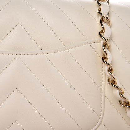 Chanel Lambskin Chevron Quilted Mini Rectangular Flap Ivory 8 of 10