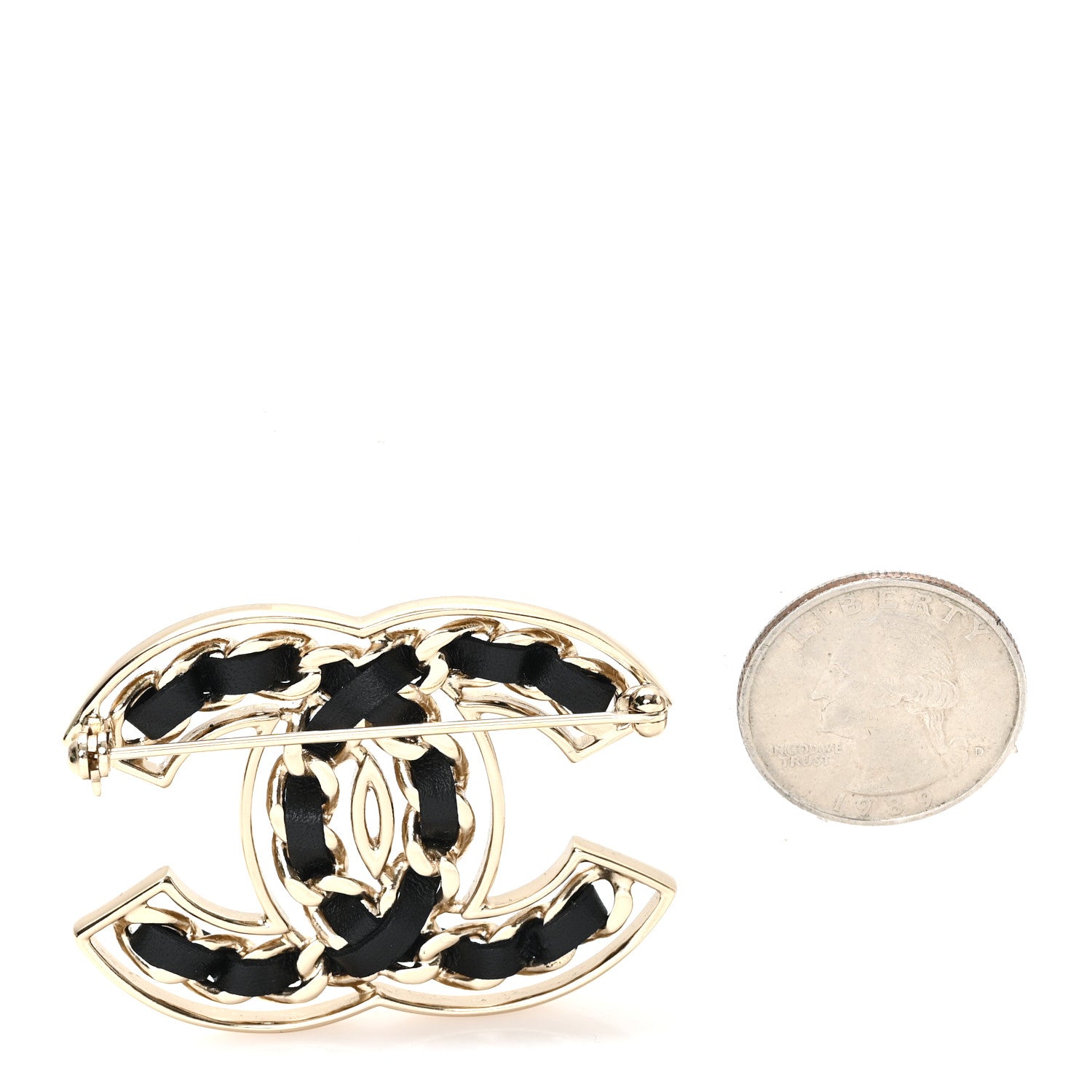 Chanel Lambskin Chain CC Brooch Black Gold 2 of 4