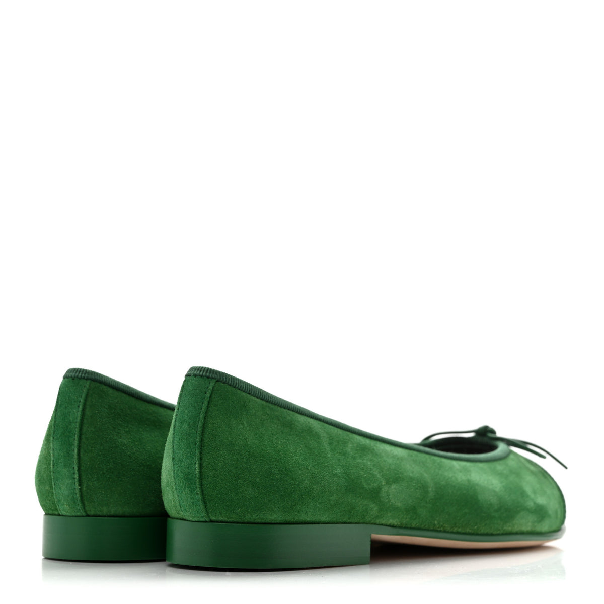Chanel Suede Patent Cap Toe CC Ballerina Flats 36 Green 5 of 10