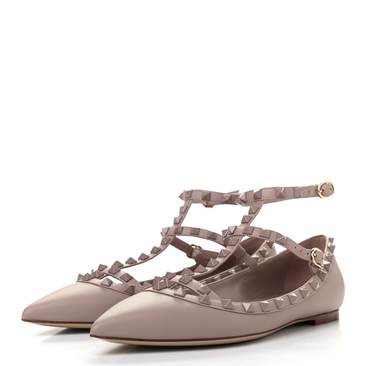 Valentino Garavani Nappa Rockstud Cage Ballerina Flats 39 Poudre 3 of 8