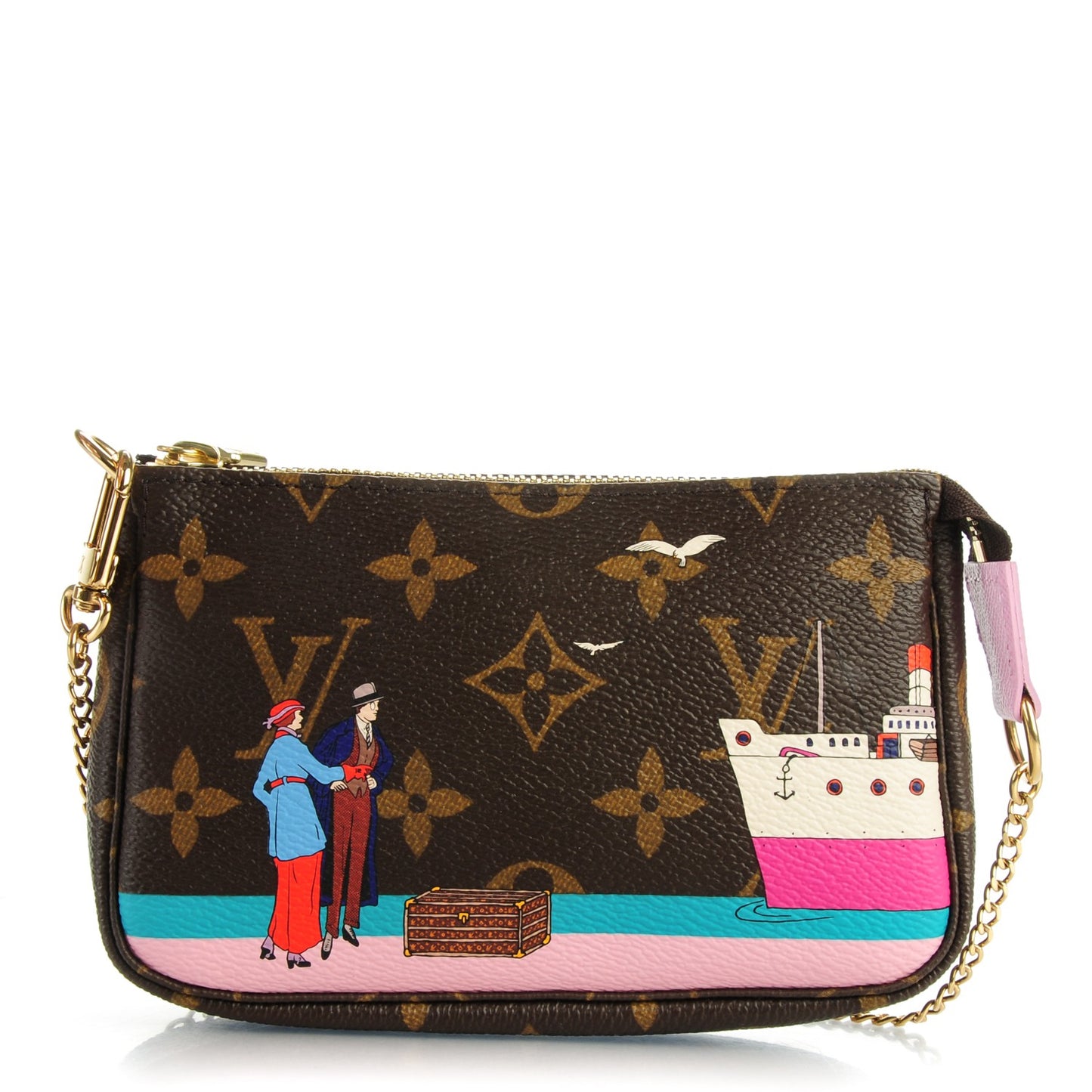 Monogram 2016 Christmas Animation Mini Pochette Accessories Rose Ballerine