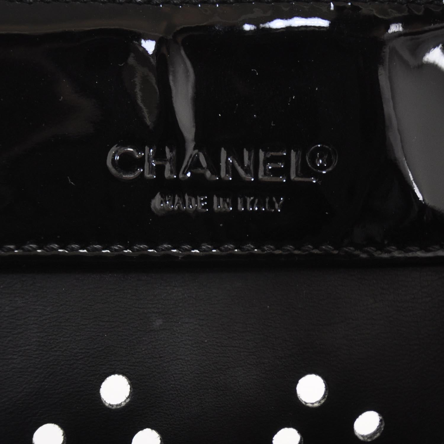 Chanel Patent Perforated CC Shopping Tote Black 7 of 8