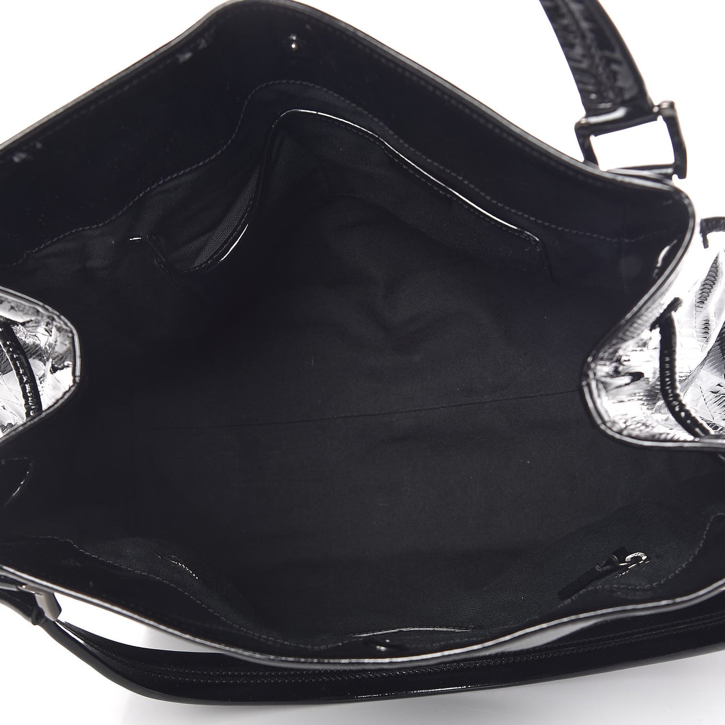 Patent Check Embossed Small Bilmore Tote Black