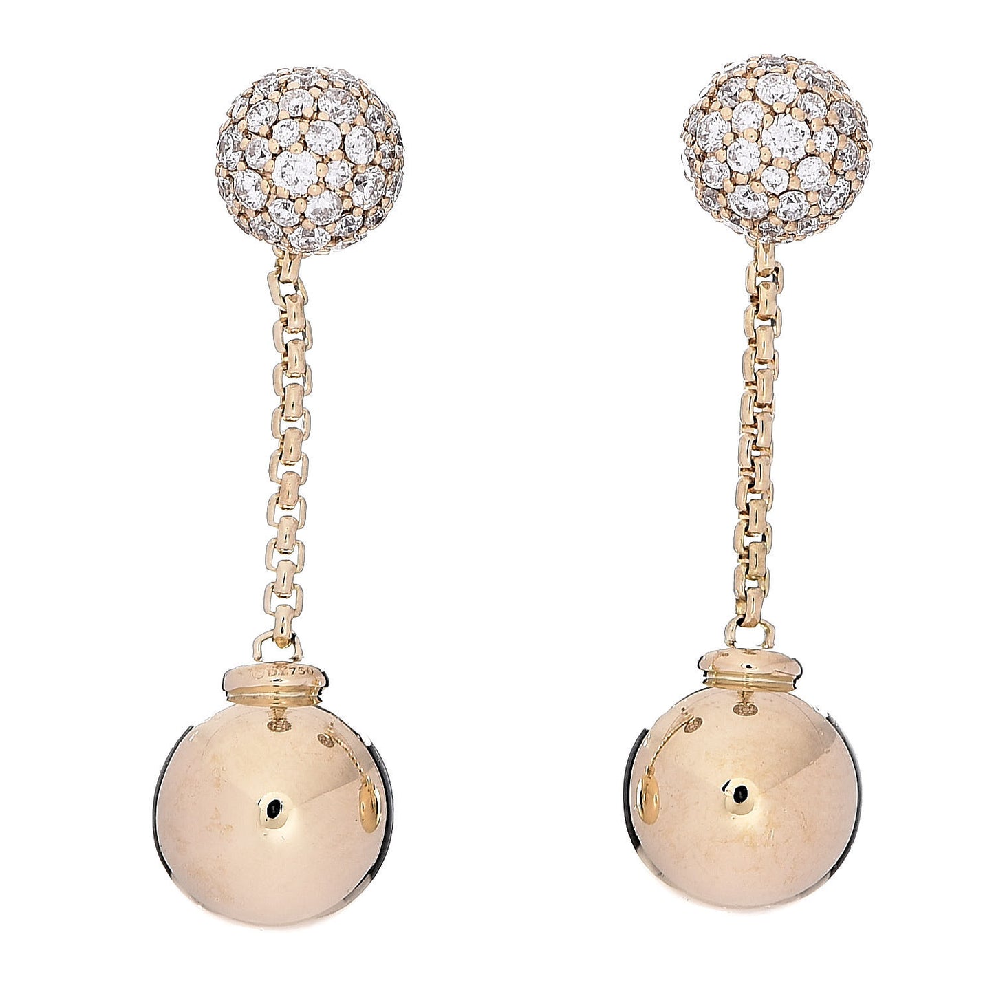 18K Yellow Gold Diamond Solari Drop Earrings