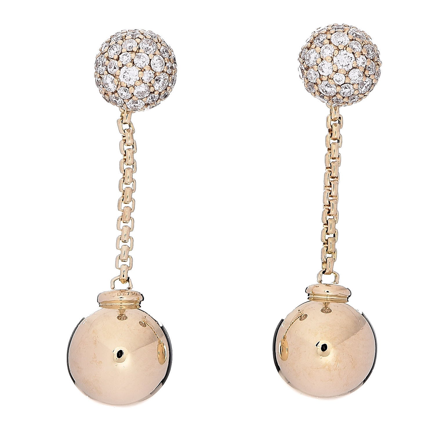 David Yurman 18K Yellow Gold Diamond Solari Drop Earrings 1 of 4