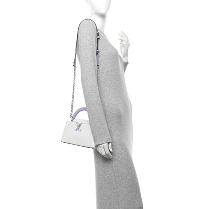 Louis Vuitton Iridescent Ostrich Capucines East West Mini White Pearl Lilac 2 of 9