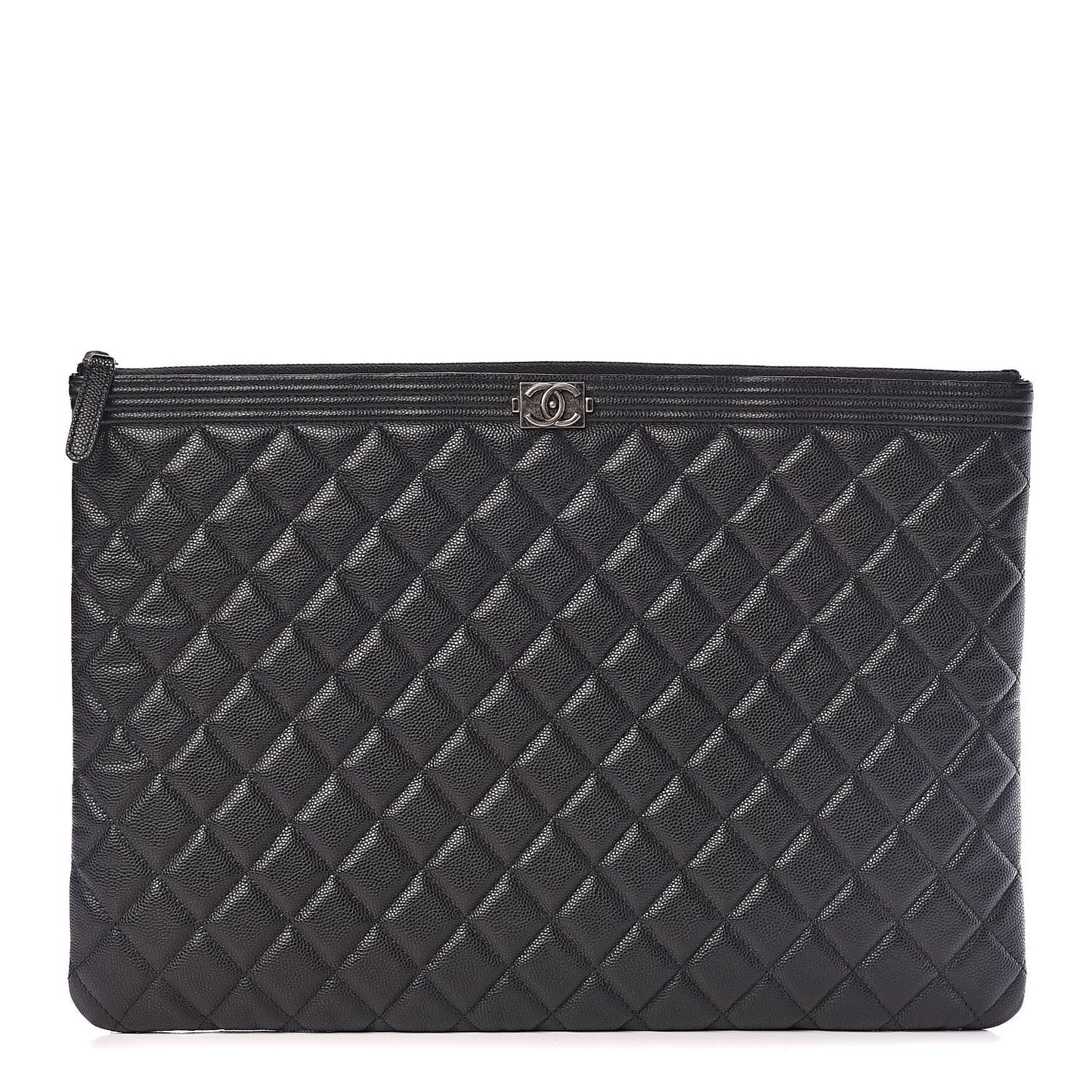 Caviar Quilted Large Boy Cosmetic Case Black