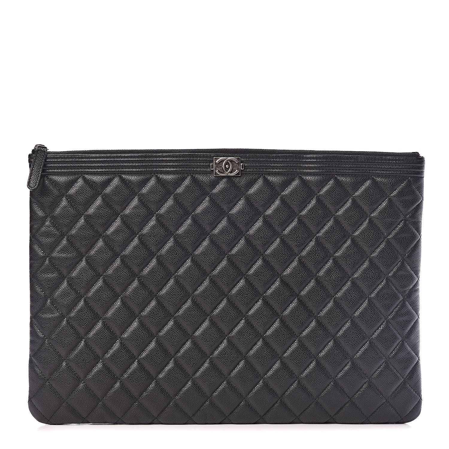 Chanel Caviar Quilted Large Boy Cosmetic Case Black 1 of 11