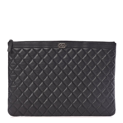 Chanel Caviar Quilted Large Boy Cosmetic Case Black 1 of 11