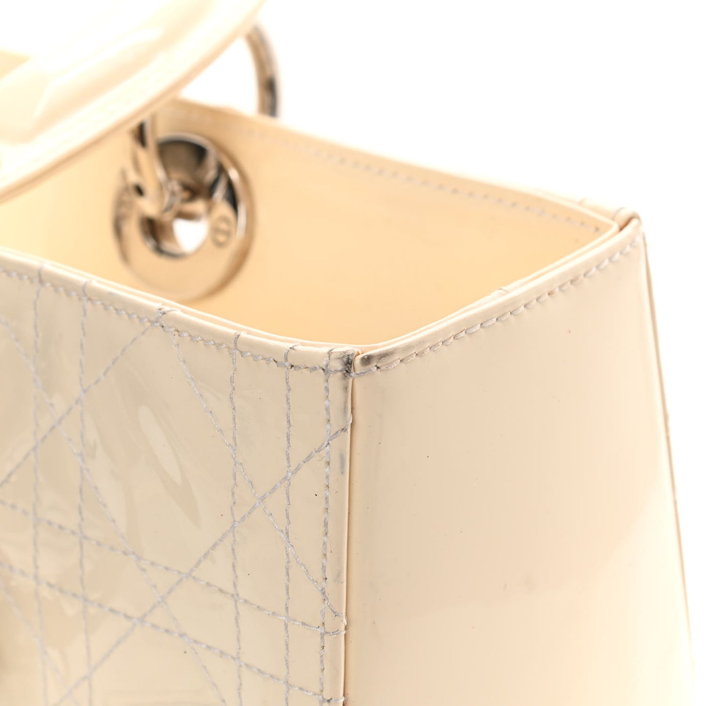 Patent Cannage Large Lady Dior White