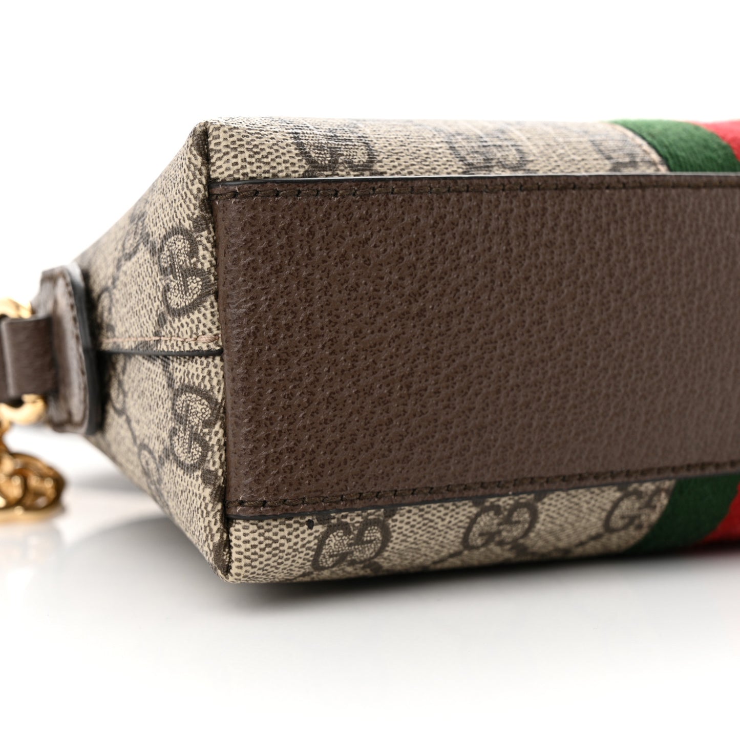 GG Supreme Monogram Textured Dollar Calfskin Web Small Ophidia Dome Shoulder Bag Beige Ebony New Acero