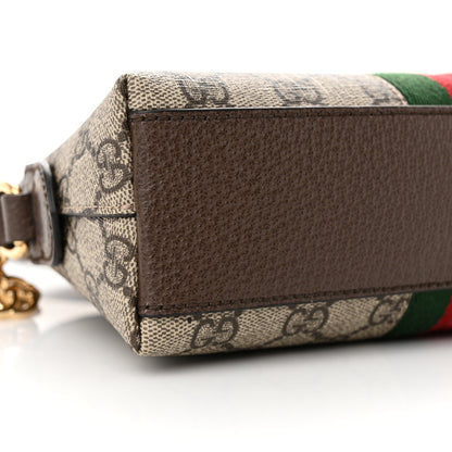 Gucci GG Supreme Monogram Textured Dollar Calfskin Web Small Ophidia Dome Shoulder Bag Beige Ebony New Acero 9 of 10