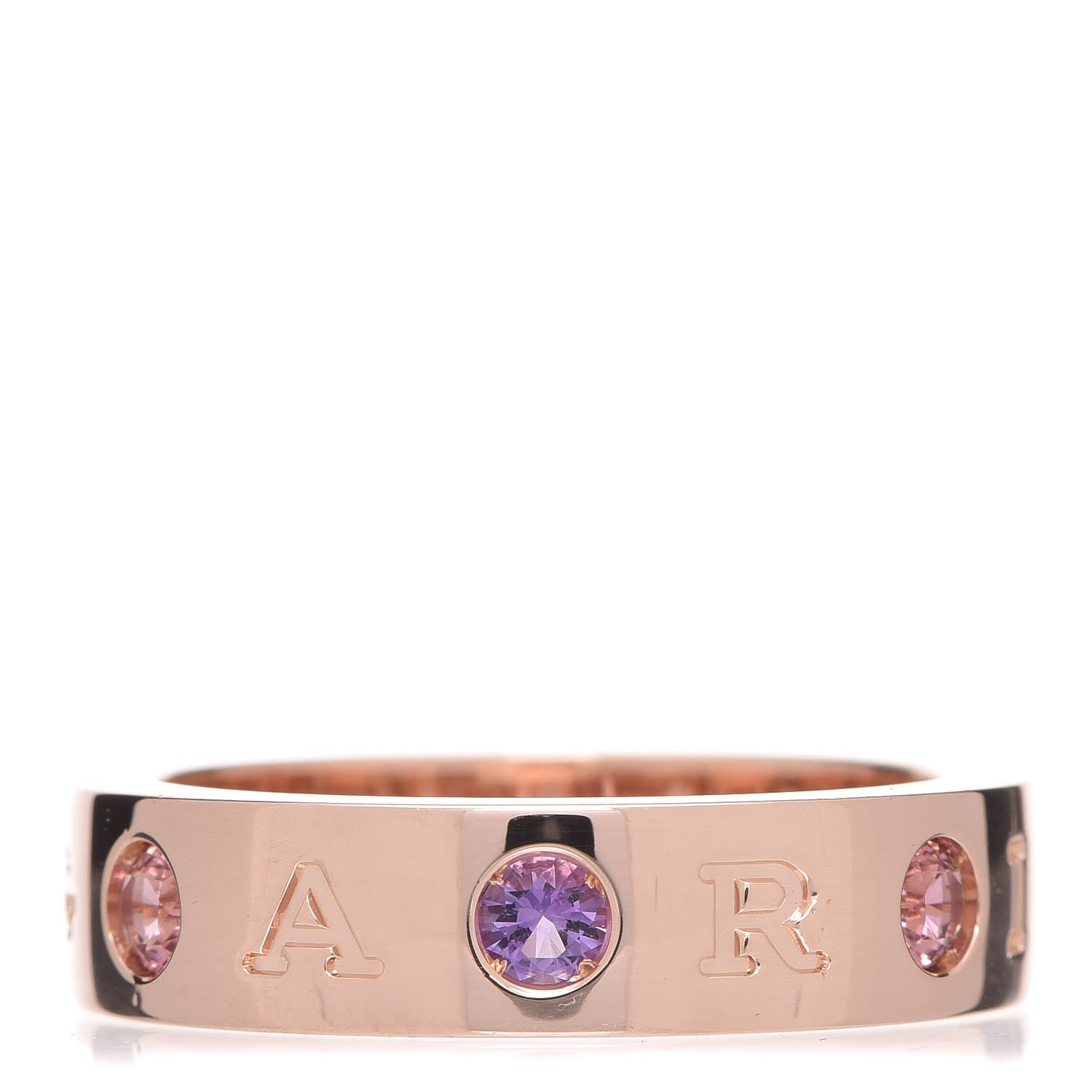 Bulgari 18K Rose Gold Diamond Amethyst Tourmaline Band Ring 55 7 1 of 6