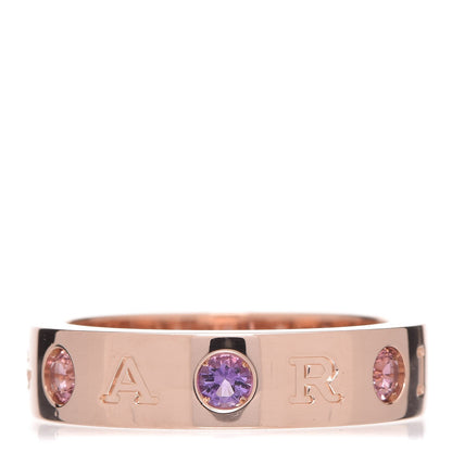 Bulgari 18K Rose Gold Diamond Amethyst Tourmaline Band Ring 55 7 1 of 6
