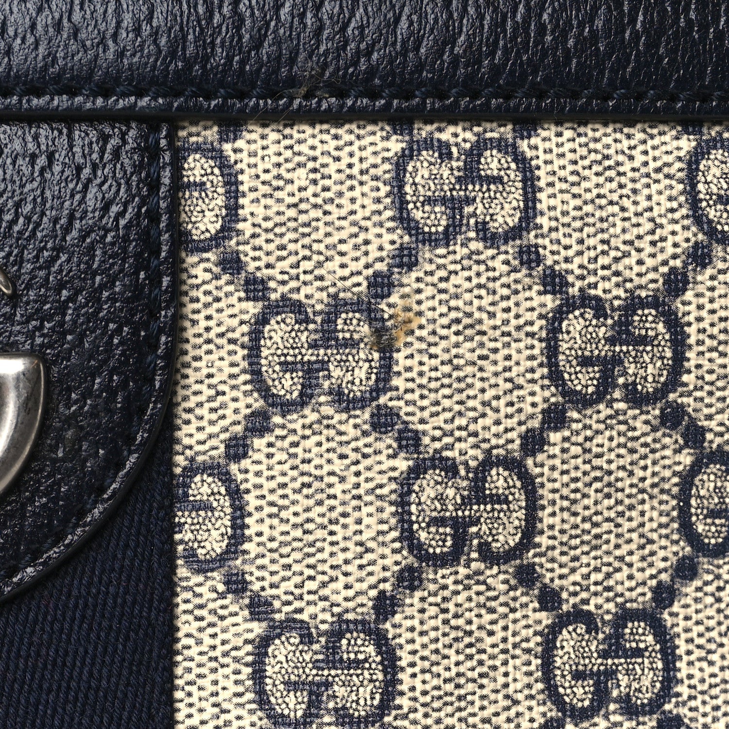 Gucci GG Supreme Monogram Textured Dollar Calfskin Web Small Ophidia Messenger Bag Beige Blue 9 of 9