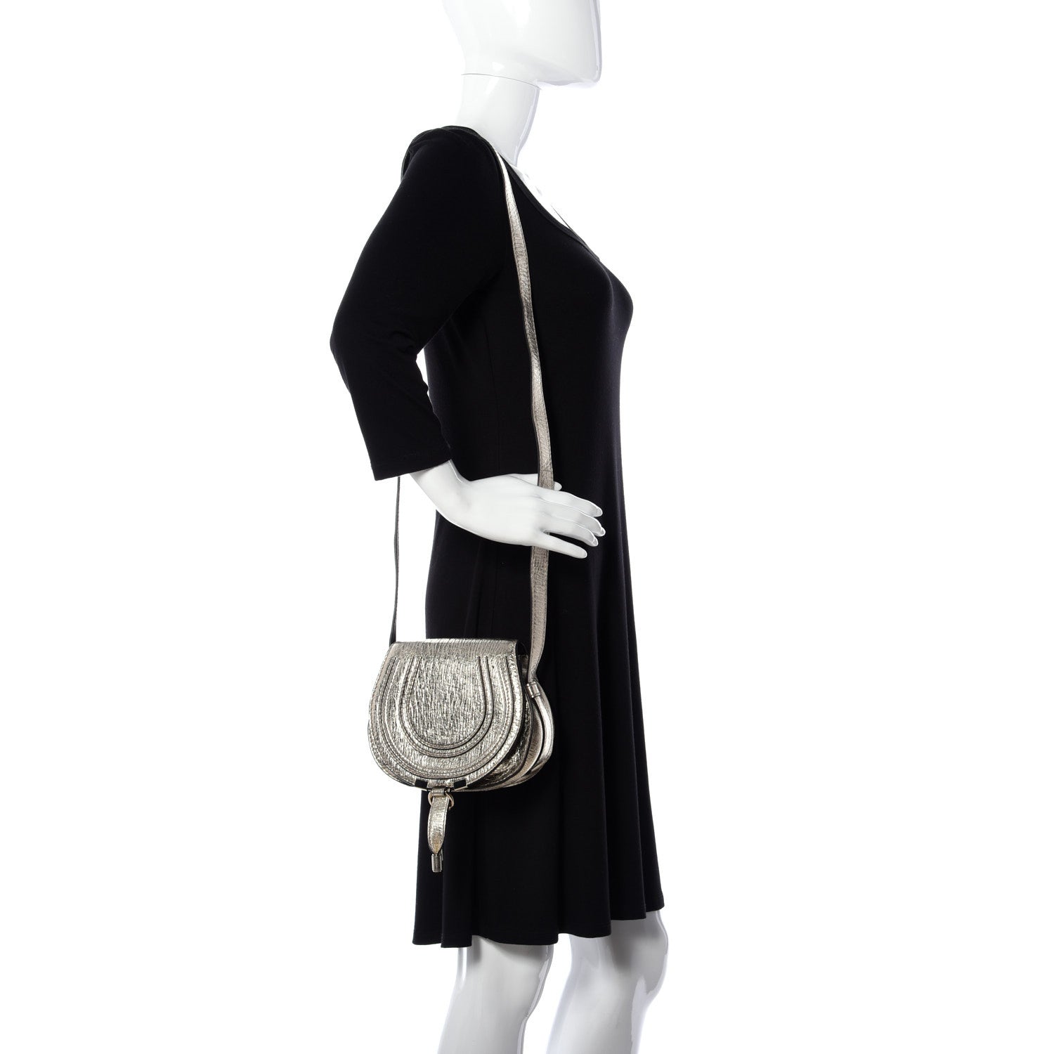 Chloe Metallic Calfskin Mini Marcie Round Crossbody Bag Gold 2 of 12