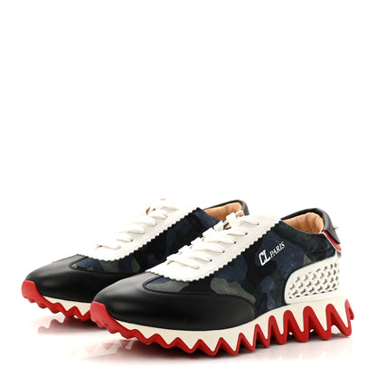 Christian Louboutin Calfskin Suede Camouflage Womens Loubishark Sneakers 41 Multicolor 3 of 9