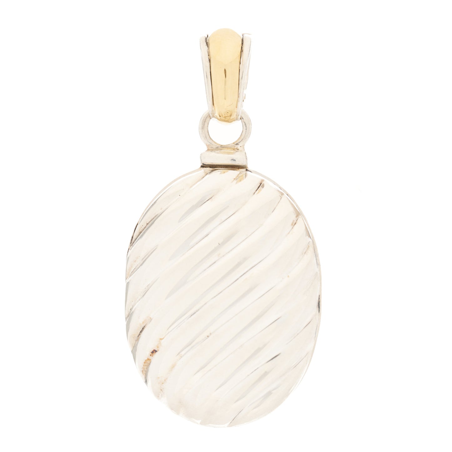 Sterling Silver 18K Yellow Gold Oval Cable Locket Pendant