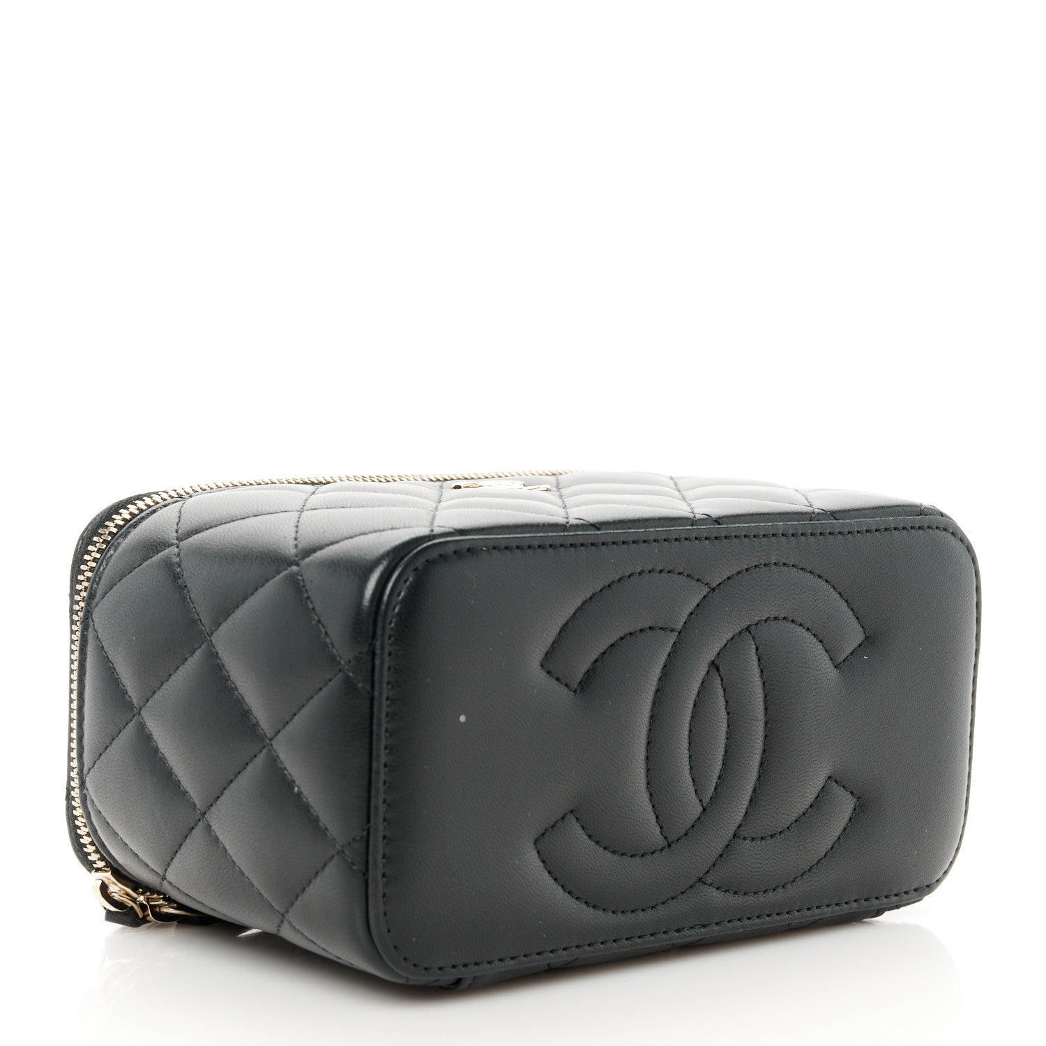 Chanel Lambskin Quilted Small Top Handle Vanity Case With Chain Black 4 of 12