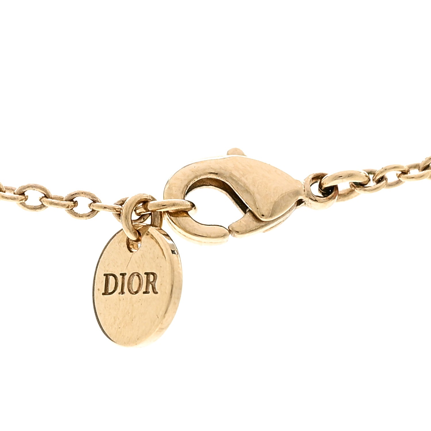Christian Dior Metal Crystal CD Necklace Gold 5 of 5
