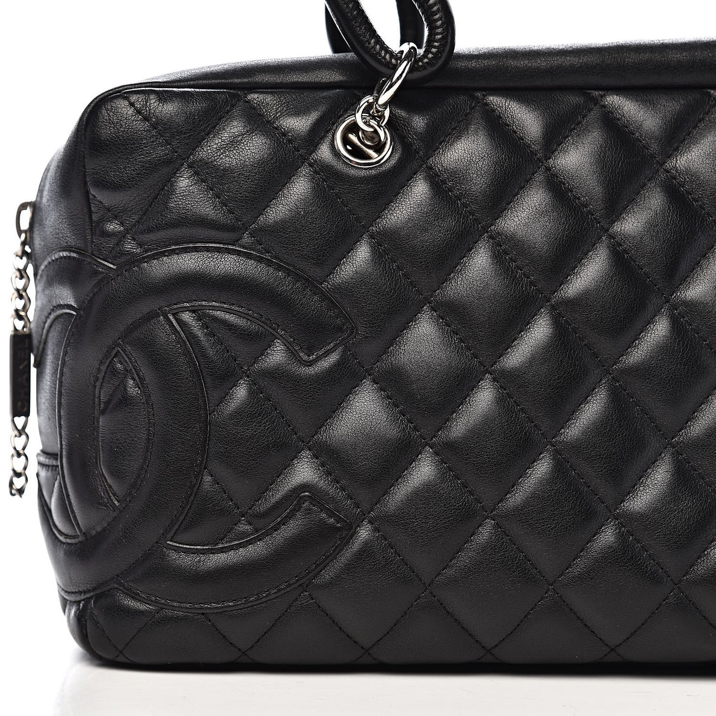 Calfskin Quilted Large Cambon Bowler Black